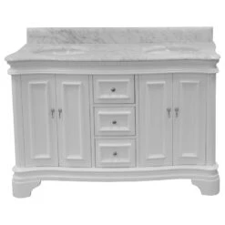 Katherine 60" Double Bathroom Vanity In White With Carrara Marble Top -Warm Bathroom c5013b6902c6fbb4 2576 w800 h800 b1 p0