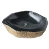Rustic Natural Basalt Unique Bathroom Vessel Sink, 16-23 Inch, Natural Stone