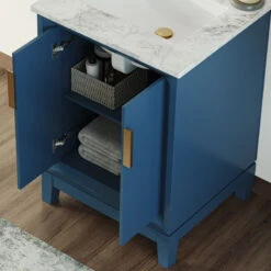 The Ezra Bathroom Vanity, Single Sink, 24", Monarch Blue, Freestanding -Warm Bathroom c691999f03d046d8 4340 w800 h800 b0 p0