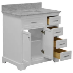 Aria 36" Bathroom Vanity, White, Carrara Marble -Warm Bathroom c6c1647802461fd7 9922 w800 h800 b1 p0