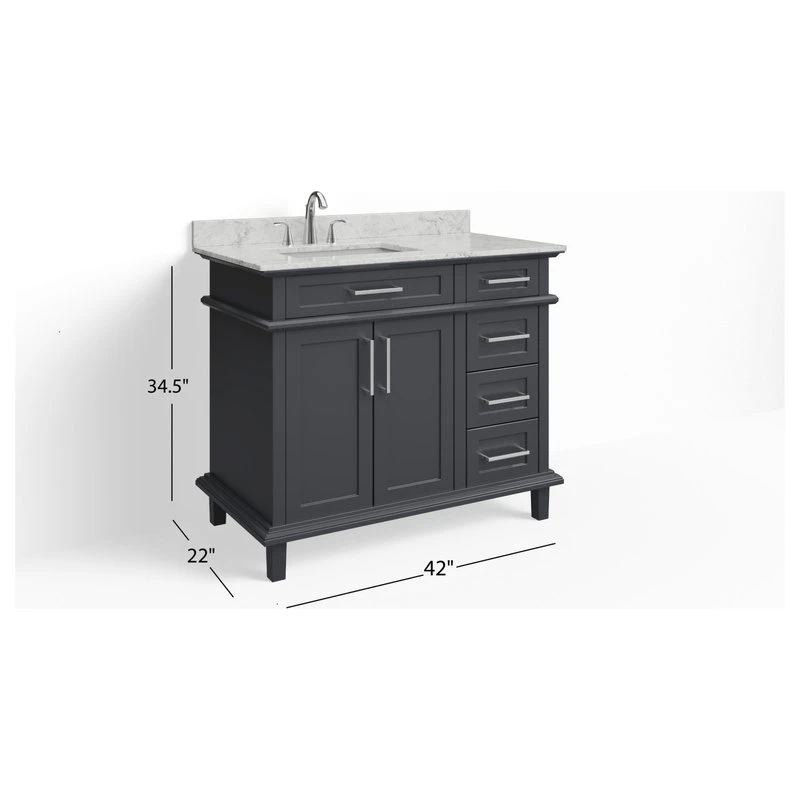 The Helm Bathroom Vanity, Gray, 42", Single Sink, Freestanding 8 The Helm Bathroom Vanity, Gray, 42", Single Sink, Freestanding - Image 8