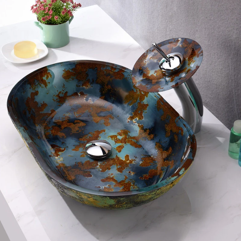 ANZZI Avao Vessel Sink, Panye Blue 4 ANZZI Avao Vessel Sink, Panye Blue - Image 4