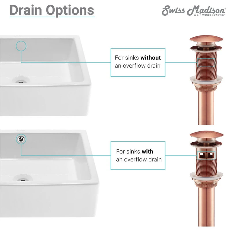 1.75" Swiss Madison Residential Pop Up Sink Drain, Rose Gold 2 1.75" Swiss Madison Residential Pop Up Sink Drain, Rose Gold - Image 2