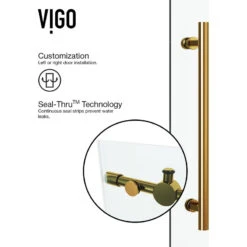VIGO 64x74 Elan Frameless Sliding Shower Door, Matte Gold 21 VIGO 64x74 Elan Frameless Sliding Shower Door, Matte Gold -Warm Bathroom c8d137a40f5a40eb 7241 w800 h800 b1 p0