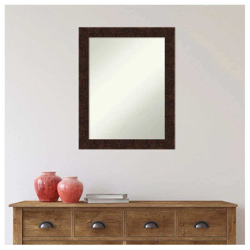William Mottled Bronze Narrow Non-Beveled Bathroom Wall Mirror - 22 X 28 In. 6 William Mottled Bronze Narrow Non-Beveled Bathroom Wall Mirror - 22 X 28 In. - Image 6