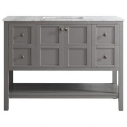 Florence 48" Single Bathroom Vanity In Gray With White Carrara Marble Top