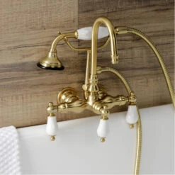 AE11T7 Wall Mount Clawfoot Tub Faucet, Brushed Brass -Warm Bathroom ca81faf2013fb87f 1891 w800 h800 b0 p0