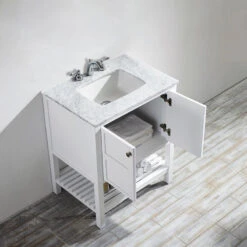 Florence 30" Single Vanity Carrara Marble, White, Without Mirror 11 Florence 30" Single Vanity Carrara Marble, White, Without Mirror -Warm Bathroom cab1aa70009c4620 4533 w800 h800 b0 p0
