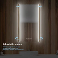LED Antifog Bathroom Mirror, Dimmer, Adjustable Color, Brush Gold, 20x32 -Warm Bathroom cbd1b45e025999e9 6063 w800 h800 b0 p0