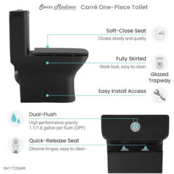 Carre One Piece Square Toilet Dual Flush, Matte Black, 0.8/1.28 Gpf -Warm Bathroom cc51879300f6d720 6113 w800 h800 b1 p0