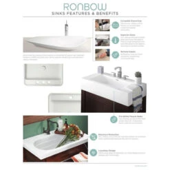 Ronbow Essentials Merit 18" Rectangular Ceramic Vessel Bathroom Sink, White -Warm Bathroom cd41b21c0c9d2ba8 2639 w800 h800 b1 p0