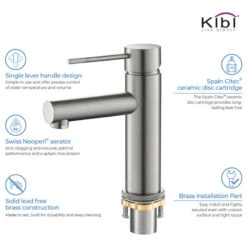 Circular X Brass Single Hole Bathroom Faucet KBF1010, Brush Nickel, With Drain -Warm Bathroom cdb122620f1c5320 4296 w800 h800 b1 p0
