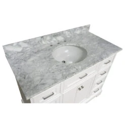 Aria 48" Bathroom Vanity, White, Carrara Marble -Warm Bathroom cdf1580501661b87 7663 w800 h800 b1 p0