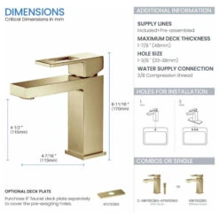 Cubic Single Hole Bathroom Faucet KBF1002, Brush Gold, W/ Drain -Warm Bathroom ce21d3da01ba2aa6 0248 w800 h800 b1 p0