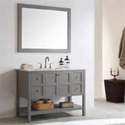 Vinnova Florence 48" Bathroom Vanity Framed Wall Mirror In Gray 9 Vinnova Florence 48" Bathroom Vanity Framed Wall Mirror In Gray -Warm Bathroom ce8108290fcee2af 5361 w800 h800 b0 p0