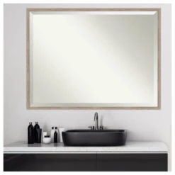 Hardwood Wedge Whitewash Beveled Wood Bathroom Wall Mirror - 41.25 X 31.25 In. -Warm Bathroom ce9186240fcfd392 6898 w800 h800 b1 p0