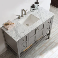 Florence 48" Single Bathroom Vanity In Gray With White Carrara Marble Top -Warm Bathroom cf719c87009c45e6 4000 w800 h800 b0 p0