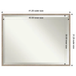 Hardwood Wedge Whitewash Beveled Wood Bathroom Wall Mirror - 41.25 X 31.25 In. -Warm Bathroom cf8195ce0fcfd391 6898 w800 h800 b1 p0
