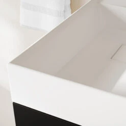 The Nuvo Bathroom Vanity, Double Sink, 55", Black Glass And Maple, Wall Mounted -Warm Bathroom d0219a9703c744d2 4003 w800 h800 b0 p0