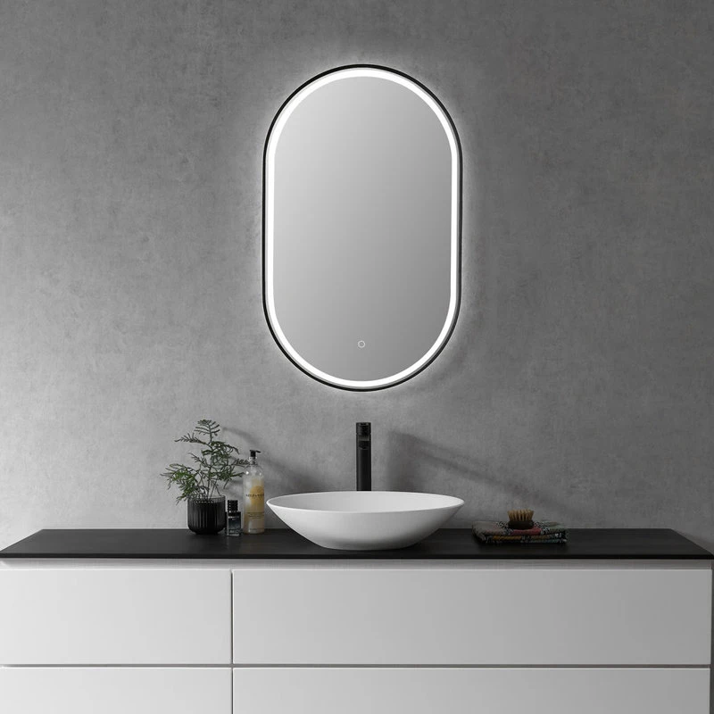 Oleggio Oval 36" Framed Bathroom/Vanity LED Lighted Wall Mirror, Matte Black 8 Oleggio Oval 36" Framed Bathroom/Vanity LED Lighted Wall Mirror, Matte Black - Image 8