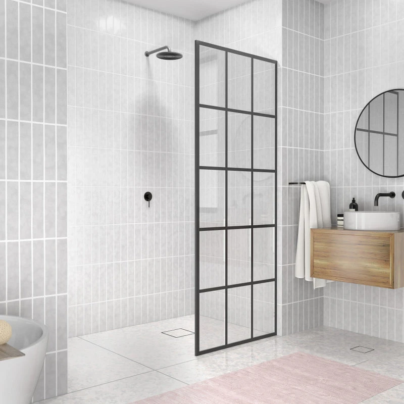 Glass Warehouse 78" X 30" French Monture Noir Single Fixed Panel 2 Glass Warehouse 78" X 30" French Monture Noir Single Fixed Panel - Image 2