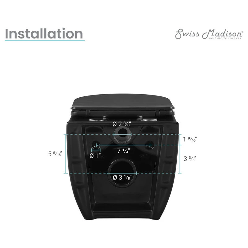 Ivy Wall Hung Elongated Toilet Bowl 0.8/1.28 GPF Dual Flush, Matte Black 13 Ivy Wall Hung Elongated Toilet Bowl 0.8/1.28 GPF Dual Flush, Matte Black - Image 13