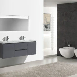 MOB 60" Wall-Mounted Double Bathroom Vanity In High Gloss Gray -Warm Bathroom d341f7000baabad2 2518 w800 h800 b0 p0