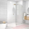 78"x34" Frameless Shower Door Single Fixed Panel, Satin Brass