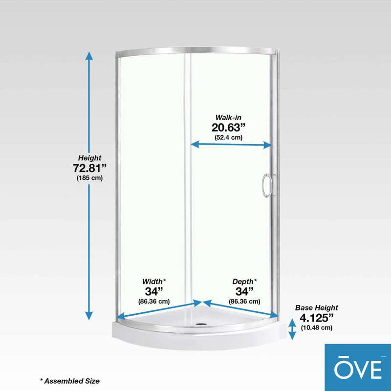 Ove Decors Breeze 34 Shower Kit, Clear Glass Panels And Base, Satin Nickel 3 Ove Decors Breeze 34 Shower Kit, Clear Glass Panels And Base, Satin Nickel - Image 3