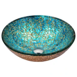 ANZZI Chrona Series Vessel Sink In Gold/Cyan Mix