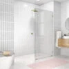 78"x42" Frameless Shower Door Single Fixed Panel, Satin Brass
