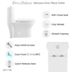 Monaco One-Piece Elongated Toilet Dual Flush 0.8/1.28 GPF -Warm Bathroom d41144c3025eb2c0 4615 w800 h800 b1 p0