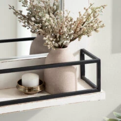 Cates Framed Wall Mirror With Shelf, White 24x31 -Warm Bathroom d421bf9301ef1b9f 6238 w800 h800 b0 p0