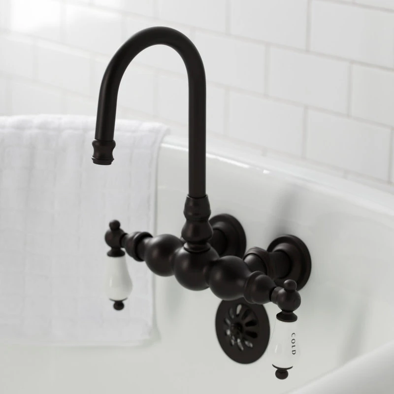 CA3T5 3-3/8" Wall Mount Clawfoot Tub Faucet, Oil Rubbed Bronze 3 CA3T5 3-3/8" Wall Mount Clawfoot Tub Faucet, Oil Rubbed Bronze - Image 3