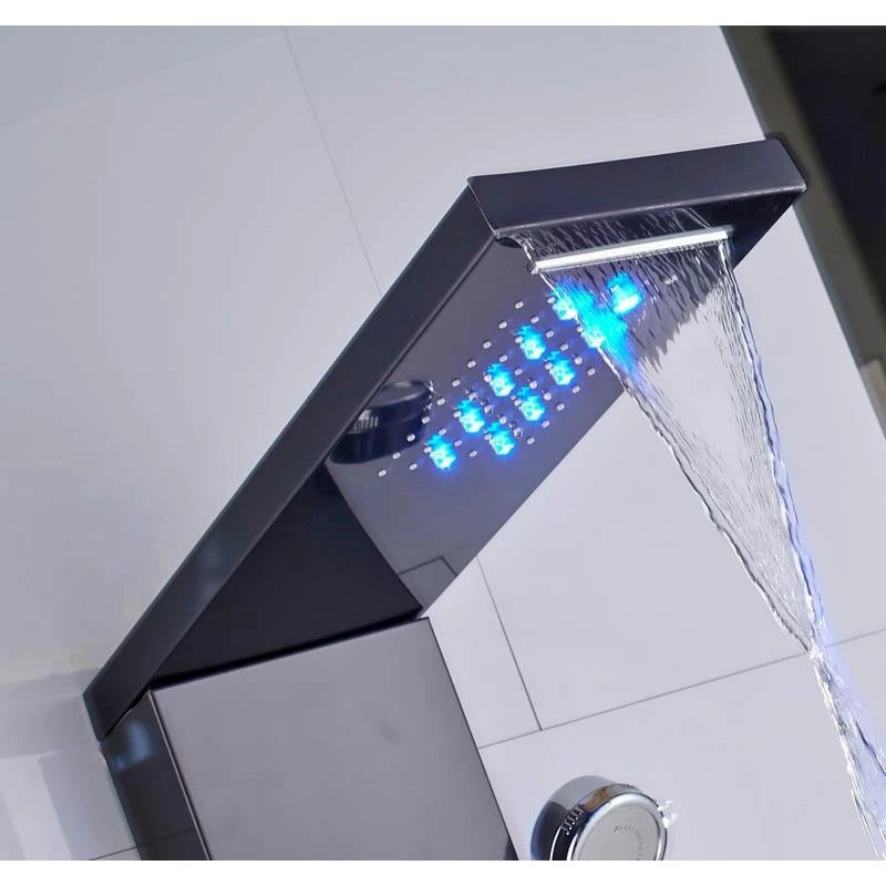 Stainless Steel LED Shower Panel With Massage Jets Waterfall Rainfall 5 Stainless Steel LED Shower Panel With Massage Jets Waterfall Rainfall - Image 5
