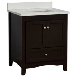 Abbey 30" Bathroom Vanity, Base: Chocolate, 30", Top: Quartz
