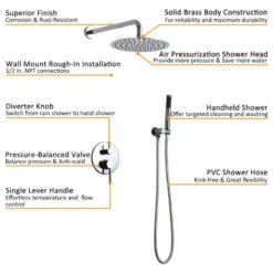 Modern Rain Shower System With Round Rainfall Shower Head Handheld Shower Set, C 9 Modern Rain Shower System With Round Rainfall Shower Head Handheld Shower Set, C -Warm Bathroom d6310caa001379c0 9335 w800 h800 b1 p0