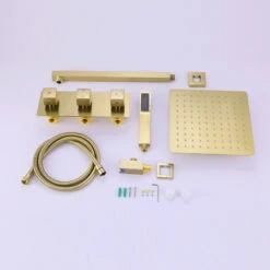 Wall Mounted Rain Shower System With Hand Shower, Brushed Gold -Warm Bathroom d791c90a02fe07d3 2623 w800 h800 b0 p0