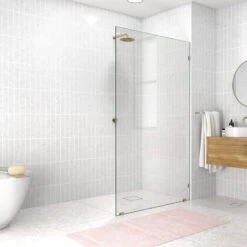 78"x45" Frameless Shower Door Single Fixed Panel, Satin Brass 11 78"x45" Frameless Shower Door Single Fixed Panel, Satin Brass -Warm Bathroom d8119a7100521ce5 7275 w800 h800 b0 p0