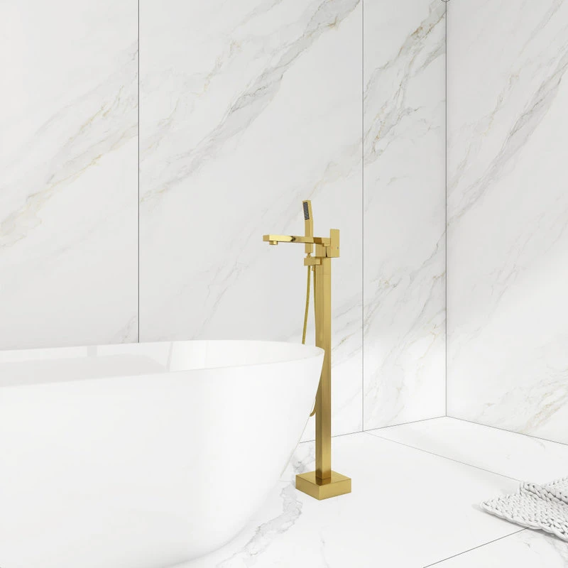 Freestanding Tub Shower Claw Foot Faucet With Handheld Spout, Gold 8 Freestanding Tub Shower Claw Foot Faucet With Handheld Spout, Gold - Image 8