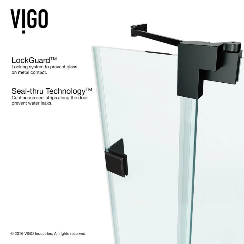 VIGO Pirouette Frameless Shower Door, 36", Matte Black 11 VIGO Pirouette Frameless Shower Door, 36", Matte Black - Image 11