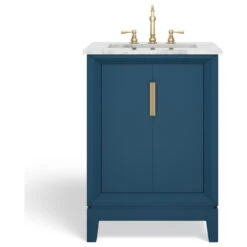 The Ezra Bathroom Vanity, Single Sink, 24", Monarch Blue, Freestanding -Warm Bathroom d9d160fb03d04704 4340 w800 h800 b1 p0