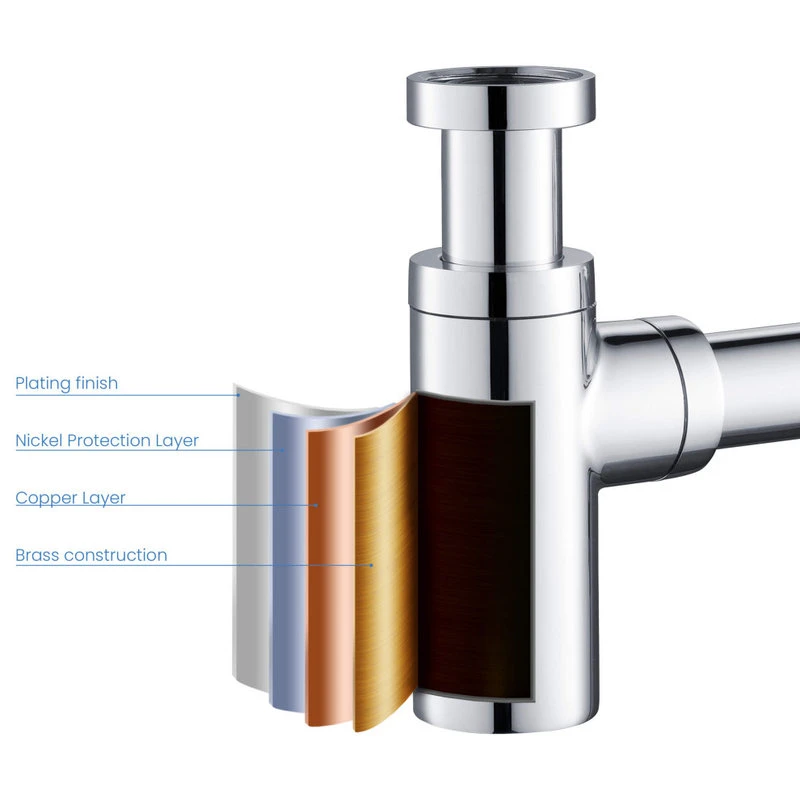 Kibi Bathroom Sink Decorative Round Bottle Trap, Chrome 5 Kibi Bathroom Sink Decorative Round Bottle Trap, Chrome - Image 5