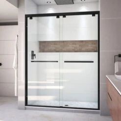 DreamLine Encore 56-60x76 Semi-Frameless Bypass Shower Door, Satin Black