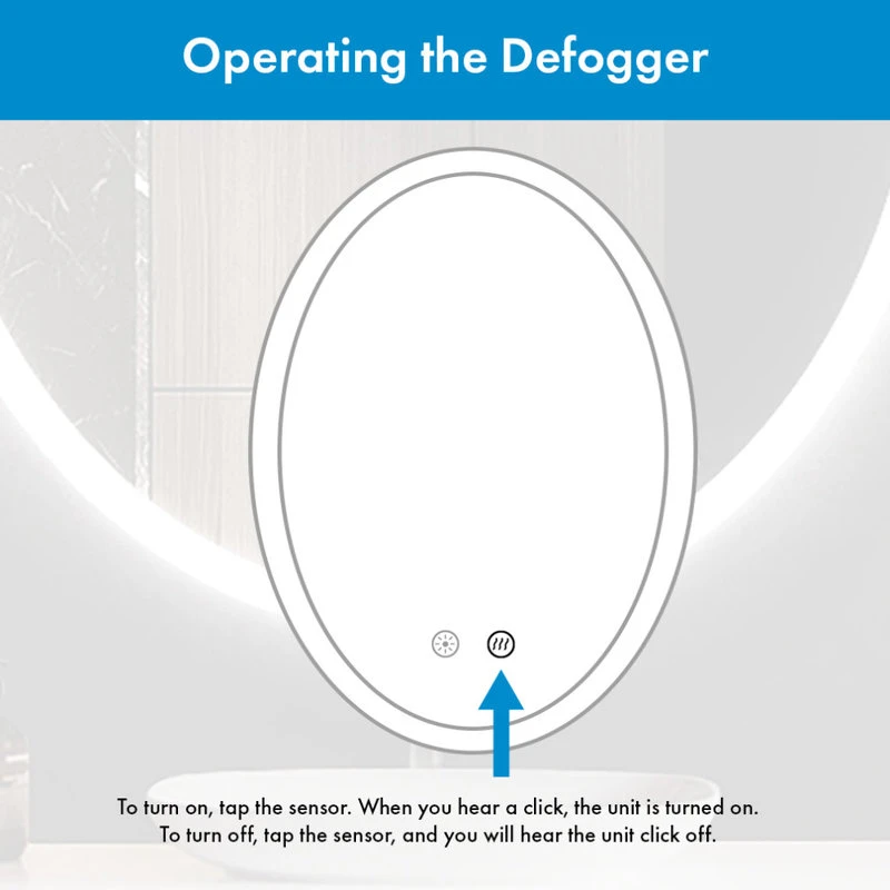 Ellipse Oval Dimmable LED Mirror With Defogger, 24"x36"x1.75" 4 Ellipse Oval Dimmable LED Mirror With Defogger, 24"x36"x1.75" - Image 4