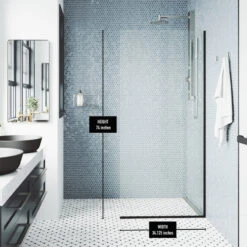 VIGO Frameless Fixed Shower Screen With Clear Glass, Matte Black 12 VIGO Frameless Fixed Shower Screen With Clear Glass, Matte Black -Warm Bathroom db91cab901815315 8778 w800 h800 b0 p0