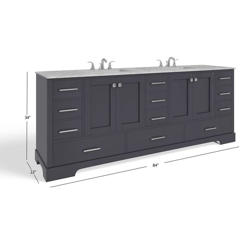 The Laurel Bathroom Vanity, Deep Gray, 84", Double Sink, Freestanding 8 The Laurel Bathroom Vanity, Deep Gray, 84", Double Sink, Freestanding - Image 8