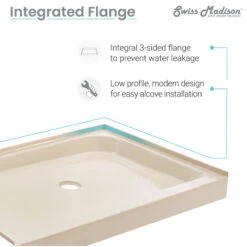 Voltaire 48"x32" Single-Threshold, Center Drain, Shower Base, Biscuit -Warm Bathroom dc11c2d4021545f2 5961 w800 h800 b1 p0