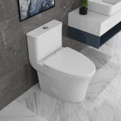 One Piece Toilet Elongated,Small Toilet Compact Modern Single Flush 1.28 GPF -Warm Bathroom dc81fd450244238c 2771 w800 h800 b0 p0