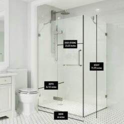 VIGO Monteray 34"x46" Frameless Shower Enclosure, Brushed Nickel -Warm Bathroom dd11cc1b01811615 9385 w800 h800 b0 p0